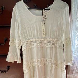 White gauze boho dress - Solitaire - size L